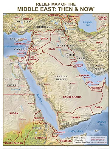 Relief Map of the Middle East: Then and Now Wall Chart