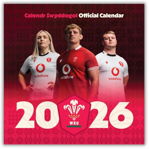 2026 CALENDAR WELSH RUGBY UNION MONTH TO VIEW SQUARE WALL CALENDAR OFFICIAL PRODUCT
