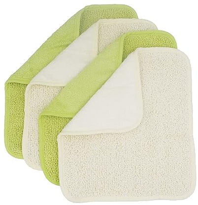 Natural Organic Ramie and Rayon Made from Bamboo Dual Sided Washcloths Hand Towels Ultra Soft for Shower Bath Spa, Gentle for Body Face Sensitive Baby Skin, Pack of 4