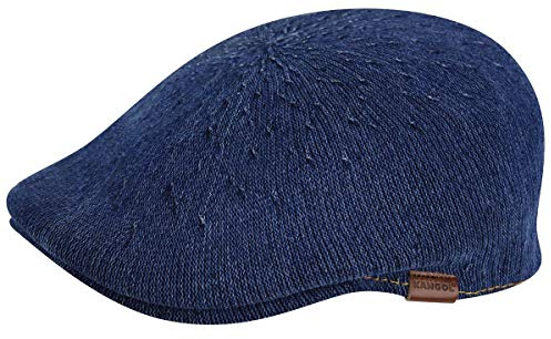 Kangol Indigo 507 Flatcap Schirmmütze Schiebermütze Sommermütze Cap Mütze Sommercap Damen/Herren - mit Schirm, Schirm Sommer Frühling-Sommer - L (58-59 cm) blau