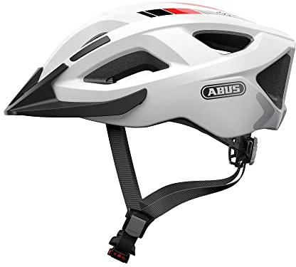 ABUS Stadthelm Aduro 2.0 - Allround-Fahrradhelm mit Licht - in sportivem Design für den Stadtverkehr - für Damen und Herren - Weiß, Größe L