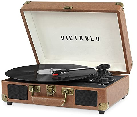 Victrola Journey Bluetooth Suitcase Record Player with Three-Speed Turntable | Brown | VSC-550BT-BRW-INT