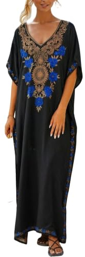L-Peach Femmes Broderie Caftan Surdimensionné Bohomian Kimono Vêtements de Nuit Biniki Couverture Ups Sarong Paréo