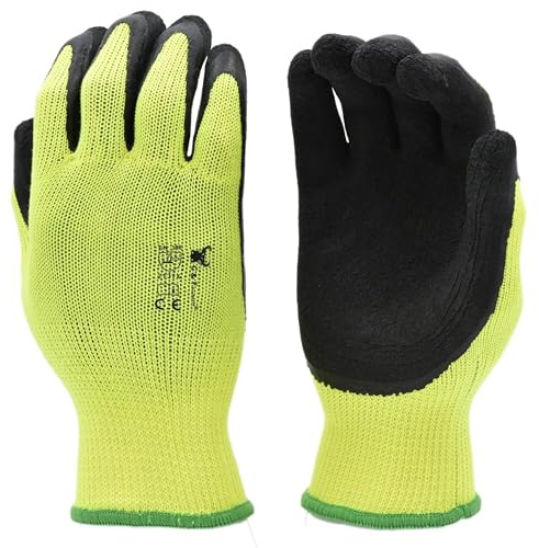 G & F 1516 6 Pairs Pack Premium High Visibility Low emissions Green Work and gardening Gloves for Men and Women, X-Large, Green