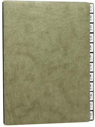 Pultordner Leder, mehrere Register, Nappaleder grün/Pultmappe 1-7, 1-12, 1-31 Fächer (Register/Fächer 1-12)