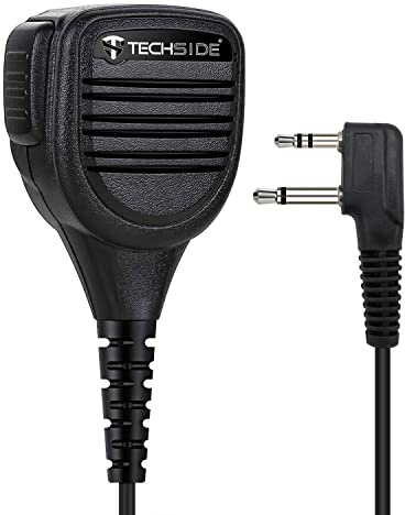 TechSide Midland Microphone Haut-Parleur d'épaule étanche à 2 Broches + Prise Jack 3,5 + Clip Rotatif pour Radio bidirectionnelle | Compatible avec G7 Pro G9 Pro XT70 XT60 XT50 XT40 XT30 MA26-XL