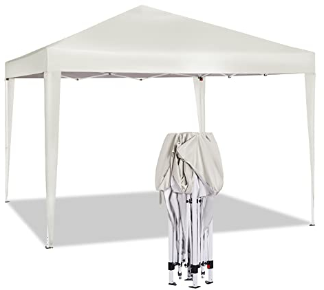 WOLTU Pavillon Pop-Up wasserdichter Faltpavillon Sonnenschutz Event Pavillon Gartenpavillon auf Terrasse Camping Festival Pagodenzelt aus Oxford Metallrahmen 3 x 3 m Beige PVL0002be