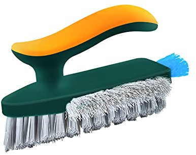 Scrubbers For Cleaning Bathroom 4 In 1 Floor Scrub Brush Flexible Stiff Bristles Heavy Duty Scrubbing Cleaning Tool For Bathroom Shower Sink Carpet Floor Electric Stove Top Cleaners (Green, One Size)