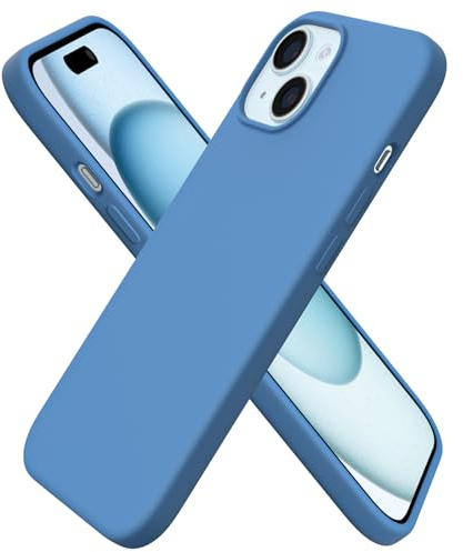 ORNARTO kompatibel mit iPhone 15 Hülle Silikon 6,1 Zoll, Ultra dünne Handyhülle iPhone 15 aus flüssigem Silikon, Kratzfeste und stoßfeste Schutzhülle iPhone 15 Hülle(2023) - Blau