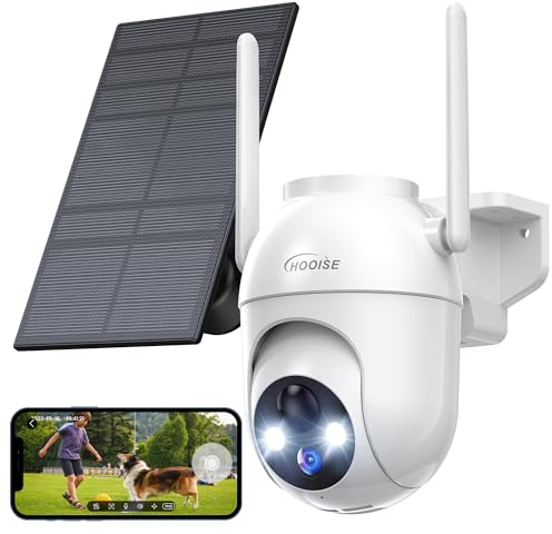 HOOISE Camera Surveillance WiFi Exterieure sans Fil - 2K Caméra de Surveillance Extérieur Batterie 360° Camera Solaire Extérieur Caméra Exterieur WiFi Vision Nocturne Couleur et Détection Humaine PIR