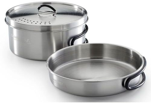Campingaz Set de casseroles Trekking Kit 3 pièces (acier inoxydable, 1 casserole + 1 couvercle + 1 poêle)