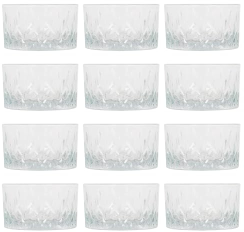 LAV 12x Clear 9.5cm Odin Glass Snack Bowls - Small Kitchen Party Dessert Food Fruit Sweet Nibbles Serving Dip Sauce Tapas Dishes Set