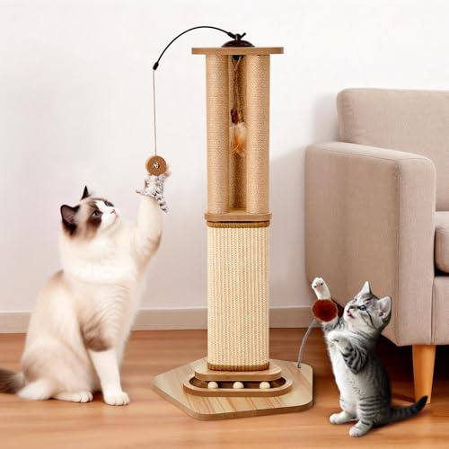 Odoland Cat Scratching Post, 86cm Tall Claw Cat Scratcher for Indoor Cats