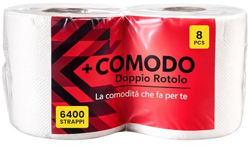 ECOSTAR 8 Rotoloni Asciugatutto, 8 x 800 Strappi, 8 x 0,9 Kg, 2 Veli Pura Cellulosa, Carta Assorbente Multiuso, Lunga Durata, Formato Convenienza 6400 Strappi per 7,2 Kg Totali