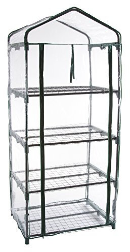 Växthus för utomhusbruk? 160 cm stort hot house med PVC-lock och 4 våningar metallväxthyllor