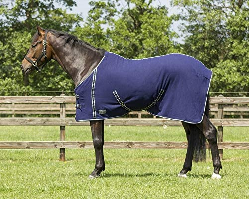 QHP - Coperta in Pile per Cavallo, con Cinghie Incrociate