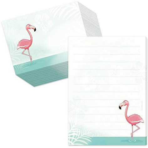 Schreibblock/Briefblock FLAMINGO DIN A5 (liniert 50 Blatt) inklusive 20 passenden Umschlägen/Briefpapier für Kinder/Briefpapierset Kinder/Briefpapier für Mädchen