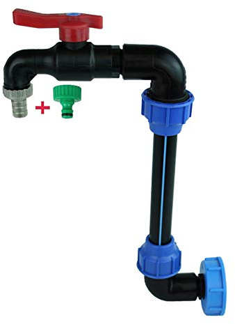 GASMIS Raccord Col de Cygne S60X6 Cuve Récupérateur Eau de Pluie 1000 litres Robinet de Jardin en Polypropylène 3/4 Fabriqué en Italie avec Nez Raccord Rapide et Manchon Male Cannelé