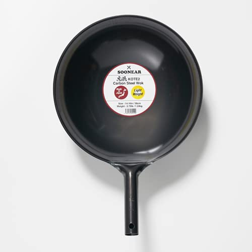 SOONEAR KOTE2 Carbon Steel Round Bottom Wok, Made in Japan