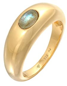 Elli PREMIUM Ring Damen Solitär Schlicht mit Labradorit Edelstein in 925 Sterling Silber
