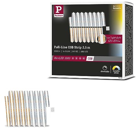 Paulmann 71116 MaxLED 1000 LED Strip Full-Line COB 2,5m 23,5W 1200lm/m 672 LED/m blanco ajustable, cinta de LED ampliable