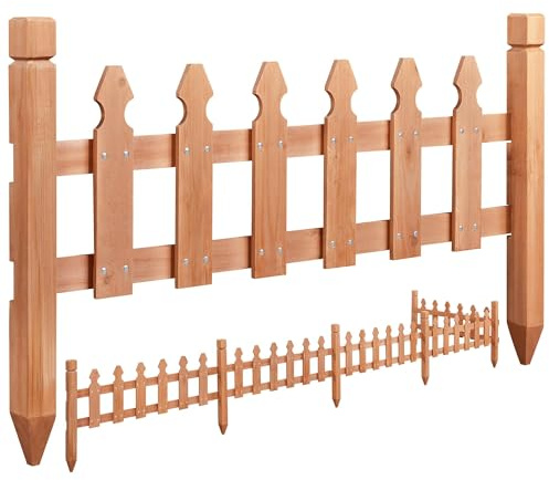 Topeakmart Wood Picket Garden Fence Edging Fencing Garden Yard Border Edging Panels Posts Flower Plants Pool Fences-177.5 in