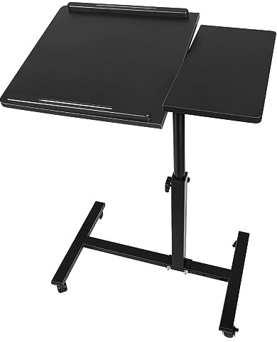 OHMG Laptopbord, sängbord, höjdjusterbart lätt sidobord, sidobord, lätt mobilbord, med 4 hjul, modernt soffbord