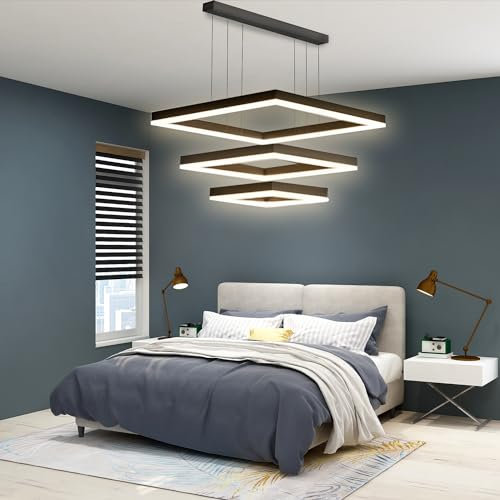 Arcadia Lampadario Led Soffitto a Sospensione Moderno con Luce Calda e Fredda Dimmerabile, Telecomando e App per Cellulare - Lampadario Camera da Letto, Soggiorno, Cucina e Cameretta - 5500 LM 60 Cm