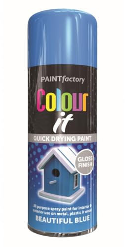 Inspired Essentials All Purpose Aerosol Spray Paint 250ml Quick Drying Spray, Fast Dry and Excellent Coverage for Metal, Wood, Plastic and More (1, Beautiful Blue)