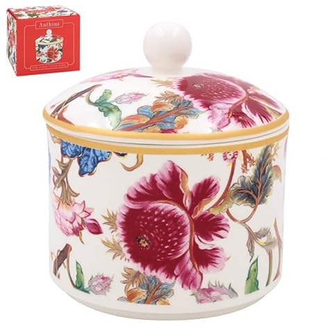 The Leonardo Collection Anthina Sucrier avec couvercle | Pot à sucre pour toutes les maisons et bureaux | Bol en céramique avec couvercle pour sucre, édulcorant ou autres collations