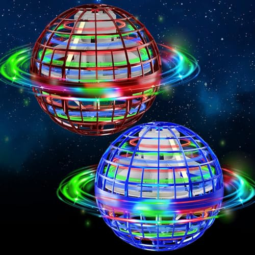 Semai Bola Voladora con Luz LED, Juguete Flotante Controlada a Mano, Regalo para Niños y Niñas de 6 a 12 Años (Azul & Rojo)