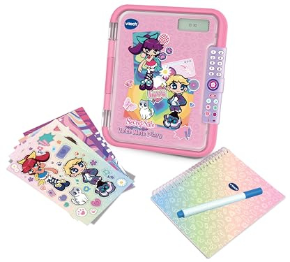 VTech Diario segreto con note vocali, diario interattivo, diario segreto con note vocali, personalizzabile con il proprio design, regali per bambini con 3 giochi, per età 5, 6, 7+ anni, versione