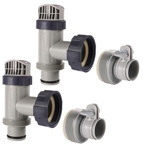Plunger Valves & Type B Hose Adapter Compatible with Intex Pool Part, Hose Fitting Coupling Connector Plunger Shut Off Valve Replacement Practical Accessories for Above Ground Pool Vacuum Pipe Holder