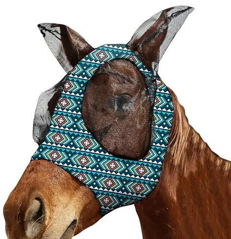 Masque Anti-Mouches avec Oreilles - Protège-Tête Respirant Doux avec Oreilles | Masque Anti-Mouches en Maille Ajustable Équipement Équestre pour Temps Chaud