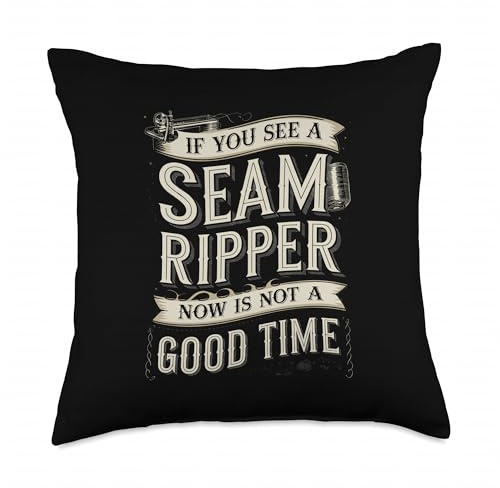 Funny Seam Ripper Warning Sewing Throw Pillow