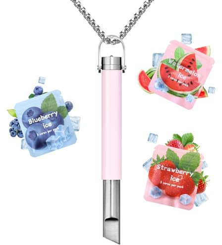 CARITATE Justerbar andningskedja, med smakfilter och motståndsjustering, bärbar hållare för avkoppling, perfekt som en avslappningsföljeslagare för vardagen för kontor, skola, resor, rosa