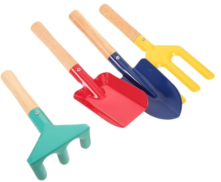 Warmhm Pala da Orto per Ragazzo Ragazza Attrezzi da Giardinaggio Piccola Pala Rastrello e Forca Set di Attrezzi da Scavo per Piantare Fiori Spazi Verdi Domestici Progetti Scolastici