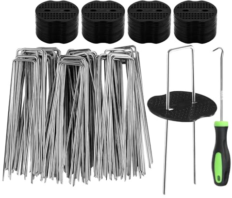 Estacas para Jardinería | Clavos Metálicos Galvanizados - 50 Piquetes para Césped y Jardín,para Jardín Sendero Patio Trasero Granja Patio Entrada Valla Manguera Cable Césped Malla