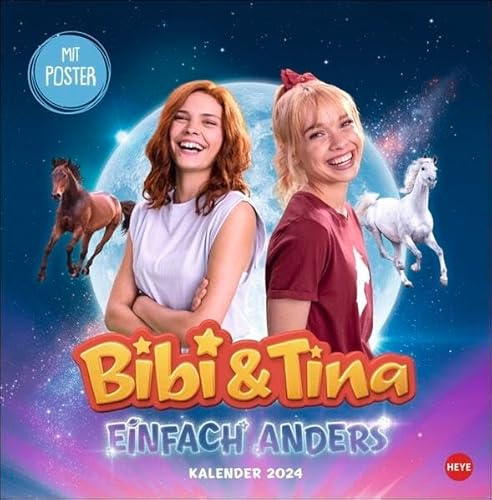 Bibi e Tina Film 2024 Calendario da parete con incantevoli ritagli di film in Semplicemente diversi. Calendario per bambini 2024 con poster da separare. 30 x 30 cm.