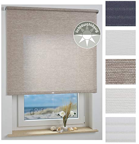 ourdeco® Rollo, Spring-, Schnapprollo/Stoffbreite: 118 x Auszugslänge: 180 cm Struktur Natur Sand/Dekor, Tageslicht, lichtdurchlässig
