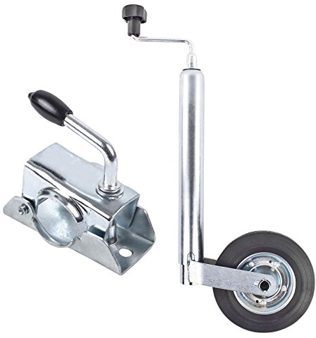 ProPlus - Ruota di supporto per rimorchio, 48 mm, ruota in gomma piena, ruota in metallo, carico statico 150 kg, con morsetto di serraggio da 48 mm, per roulotte, camper e rimorchi