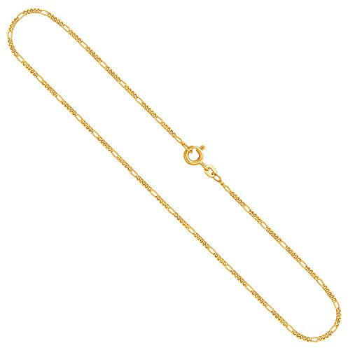 EDELIND Goldkette, Figarokette diamantiert Gelbgold 333/8 K, Länge 40 cm, Breite 1.5 mm, Gewicht ca. 1.9 g., NEU