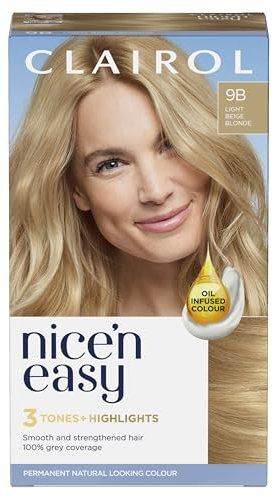 Clairol Nice'n Easy Crème, Natural Looking Oil Infused Permanent Hair Dye, 9B Light Beige Blonde