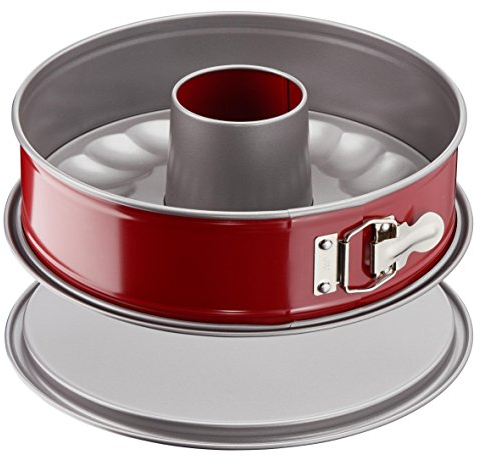 TEFAL Moule a savarin Delibake en acier - O 25 cm - Rouge et gris - Avec charniere