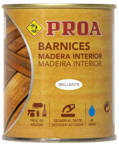 BARNIZ BRILLANTE AGUA INTERIOR. Transparente. 4 L.