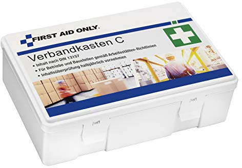 First Aid Only Verbandkasten C DIN 13157 | Erste Hilfe Koffer für Betriebe, Kfz und Haushalte gefüllt nach DIN 13157:2021 | Erfüllt Arbeitsstättenrichtlinien | P-10018