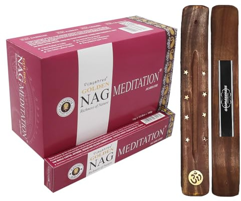 AROMASENSES Golden Nag Meditation rökelse, 1 låda med 12 burkar med 15 g vardera.