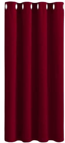 PONY DANCE Single Panel Blackout Curtain - Eyelet Thermal Insulated Soft Curtain for Bedroom, Nursery Room Christmas Decor, Gift for Kids, W 52 in x L 54 in, Red