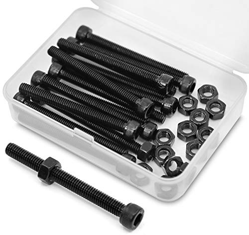 M6 x 70 mm 15 st cylindriska skruvar sexkantsbult helt gängade bultar och muttrar i kolstål 12,9 (svart)