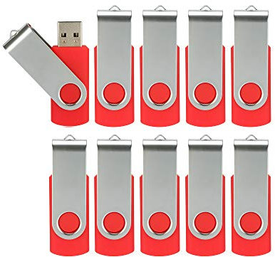 Alihelan 10pcs 4GB USB Flash Drives USB 2.0 Thumb Drive Bulk Pack Swivel Memory Stick 4 GB Fold Storage Jump Drive Zip Drive, 10 Pack Red